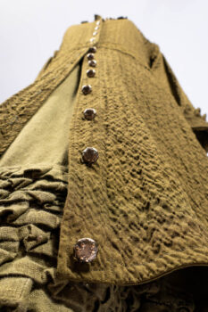 Mathilda Coat Dress in Central Park Puckered Weave; Holkham Hall Necktie in Central Park Embroidered Silk; Cape Frock in Central Park Washed Linen.