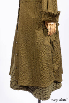 Mathilda Coat Dress in Central Park Puckered Weave; Holkham Hall Necktie in Central Park Embroidered Silk; Cape Frock in Central Park Washed Linen.