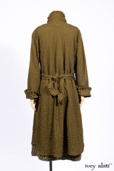 Mathilda Coat Dress in Central Park Puckered Weave; Holkham Hall Necktie in Central Park Embroidered Silk; Cape Frock in Central Park Washed Linen.