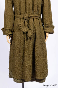 Mathilda Coat Dress in Central Park Puckered Weave; Holkham Hall Necktie in Central Park Embroidered Silk; Cape Frock in Central Park Washed Linen.