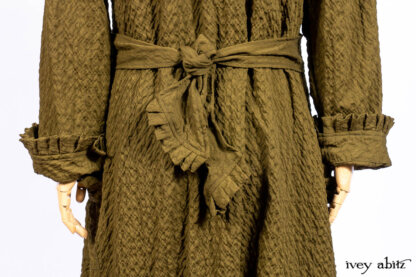 Mathilda Coat Dress in Central Park Puckered Weave; Holkham Hall Necktie in Central Park Embroidered Silk; Cape Frock in Central Park Washed Linen.