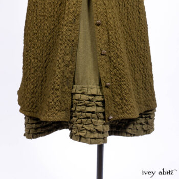 Mathilda Coat Dress in Central Park Puckered Weave; Holkham Hall Necktie in Central Park Embroidered Silk; Cape Frock in Central Park Washed Linen.