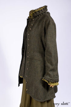 Mathilda Jacket in Central Park Herringbone; Mathilda Vest Central Park Herringbone; Mathilda Shirt in Central Park Washed Stripe Voile; Cape Frock in Central Park Washed Linen.