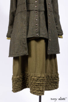 Mathilda Jacket in Central Park Herringbone; Mathilda Vest Central Park Herringbone; Mathilda Shirt in Central Park Washed Stripe Voile; Cape Frock in Central Park Washed Linen.