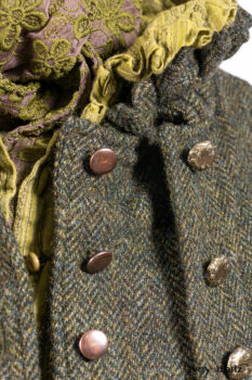 Mathilda Jacket in Central Park Herringbone; Mathilda Vest Central Park Herringbone; Mathilda Shirt in Central Park Washed Stripe Voile; Cape Frock in Central Park Washed Linen.