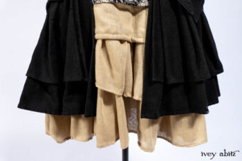 Everett Duster Coat in Mansard Roof Coat Weave; Delphine Dress in Mansard Roof and Sandstone Sprig Silk Chiffon; Everett Frock in Uptown Washed Weave.