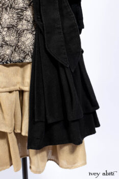 Everett Duster Coat in Mansard Roof Coat Weave; Delphine Dress in Mansard Roof and Sandstone Sprig Silk Chiffon; Everett Frock in Uptown Washed Weave.