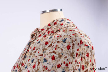 Scattergood Shirt Jacket in Brooklyn Floral Silk Chiffon; Scattergood Frock in Apple Washed Crinkled Weave, high water length; Scattergood Frock in Apple Washed Linen.