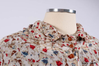 Scattergood Shirt Jacket in Brooklyn Floral Silk Chiffon; Scattergood Frock in Apple Washed Crinkled Weave, high water length; Scattergood Frock in Apple Washed Linen.