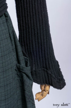 Nook Jacket in Mansard Roof Stripe Boucl&eacute; Knit; Clotaire Sash in Riverside Floral Silk Chiffon; Inglenook Frock in Riverside Plaid Cotton; Cilla Slip Frock in Signature Black Ribbed Knit.