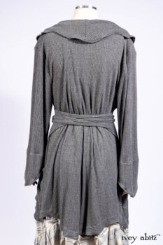 Chittister Shirt Jacket in Slate Ribbed Knit; Fairholme Frock in Slate Plaid Twill; Cilla Slip Frock in Slate Ribbed Knit, high water length.