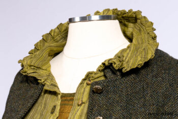 Mathilda Jacket in Central Park Herringbone; Mathilda Shirt in Central Park Washed Stripe Voile; Harrison Frock in Central Park Brownstone Plaid Silk; Cilla Slip Frock in Signature Black Ribbed Knit.