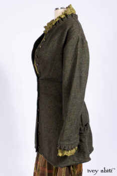 Mathilda Jacket in Central Park Herringbone; Mathilda Shirt in Central Park Washed Stripe Voile; Harrison Frock in Central Park Brownstone Plaid Silk; Cilla Slip Frock in Signature Black Ribbed Knit.