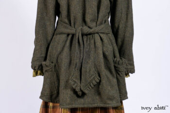 Mathilda Jacket in Central Park Herringbone; Mathilda Shirt in Central Park Washed Stripe Voile; Harrison Frock in Central Park Brownstone Plaid Silk; Cilla Slip Frock in Signature Black Ribbed Knit.