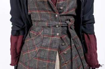 Limited Edition Coulson Cardigan in Signature Black Ribbed Knit; Ellis Frock in Brooklyn Slate Windowpane Wool; Ellis Shirt in Apple Washed Crinkled Weave; Libert&eacute; Frock in Uptown Washed Stripe Voile; Cilla Slip Frock in Slate Washed Knit.