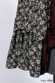 Blanchefleur Duster Coat in Mansard Roof Floral Jacquard; Scattergood Frock in Apple Washed Linen; Elliot Dress in Slate Washed Linen.
