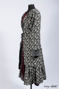 Blanchefleur Duster Coat in Mansard Roof Floral Jacquard; Scattergood Frock in Apple Washed Linen; Elliot Dress in Slate Washed Linen.