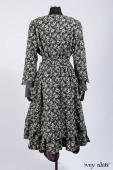 Blanchefleur Duster Coat in Mansard Roof Floral Jacquard; Scattergood Frock in Apple Washed Linen; Elliot Dress in Slate Washed Linen.