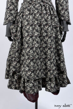 Blanchefleur Duster Coat in Mansard Roof Floral Jacquard; Scattergood Frock in Apple Washed Linen; Elliot Dress in Slate Washed Linen.