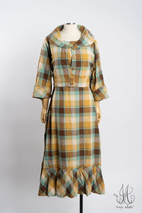 Beacon Jacket in Sea Foam Plaid; Wright Frock in Sea Foam Plaid.
