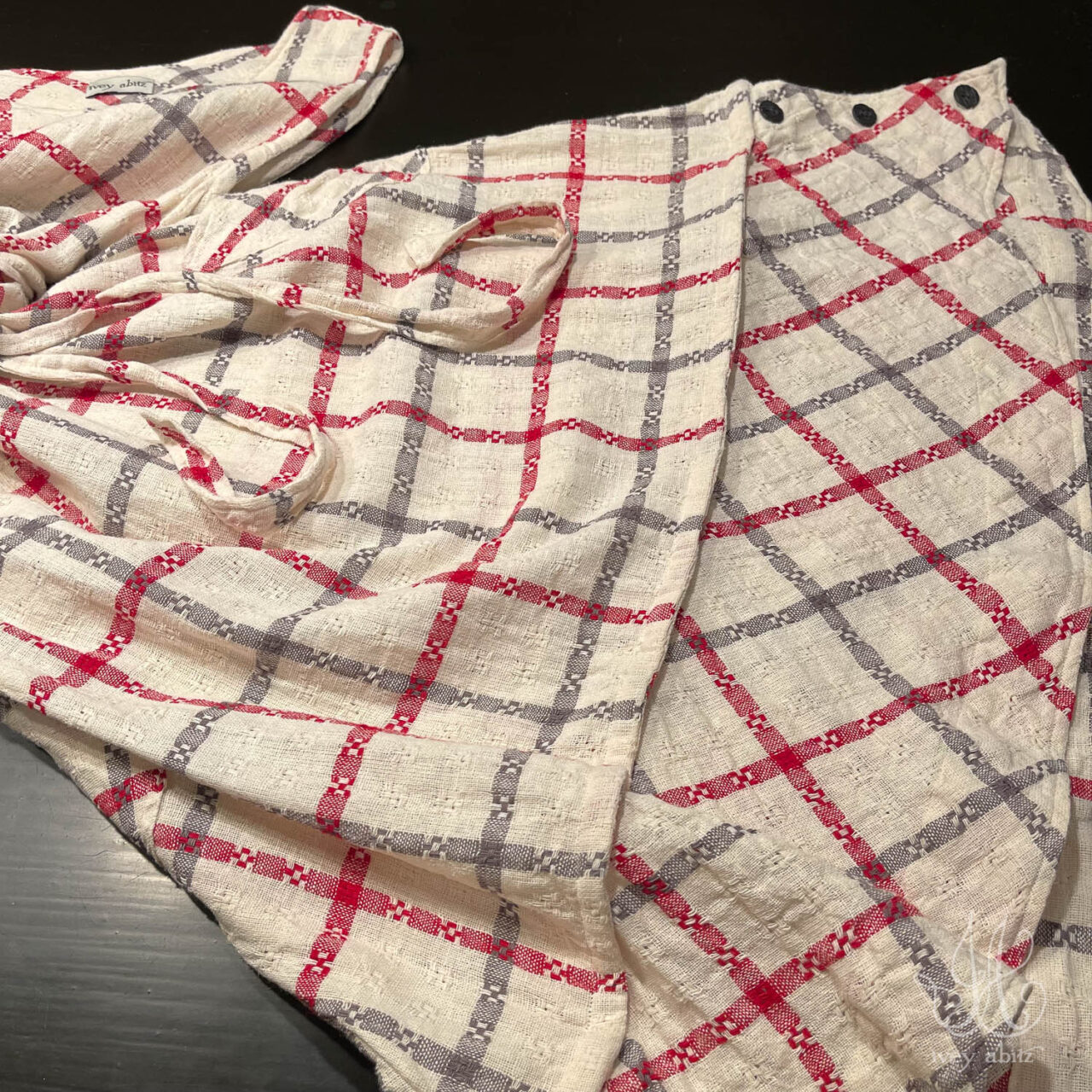Oceana Frock is very happy in a plaid weave. This one is sold out. Thanks to everyone who ordered their favourite IA designs in this weave!