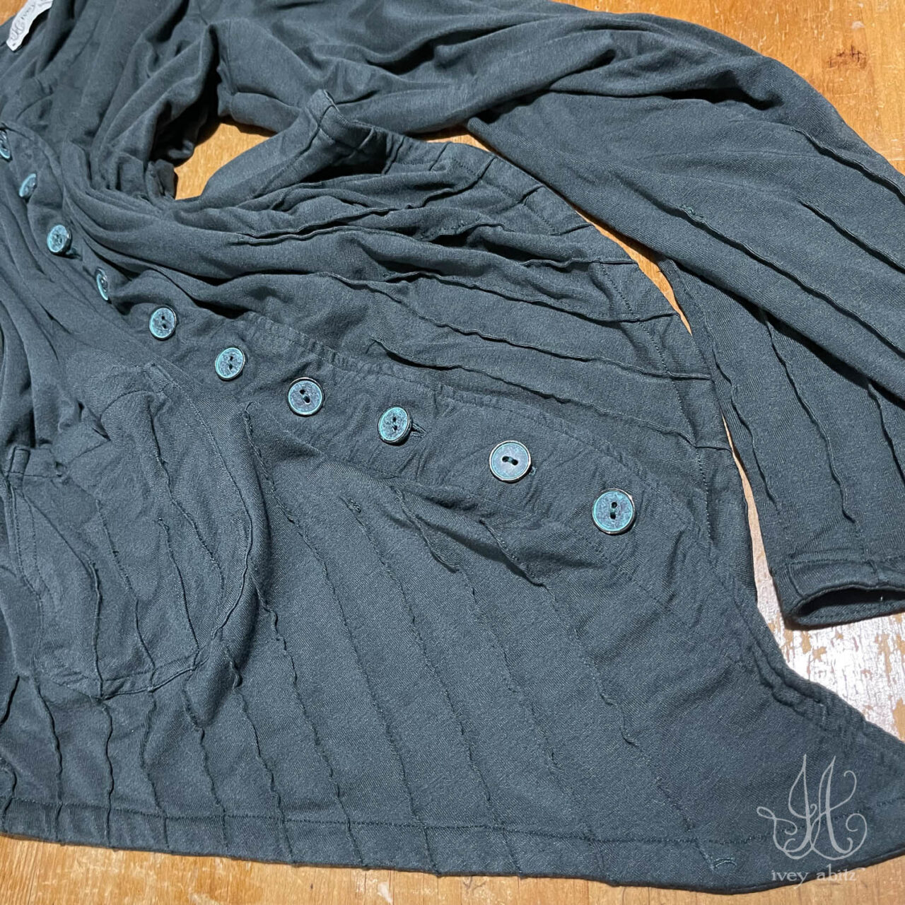Mercer Cardigan in Parsley Soft and Stretchy Knit. Rustic metal buttons
