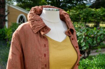 Gabled Shirt Jacket in Sunnyside Washed Linen; Porte Cochere Sash in Yellow Days Soft Floral Knit; Gabled Frock in Yellow Days Washed Stretch Weave. Ivey Abitz at Boscobel House and Gardens