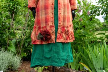 Gabled Duster Coat in Sunnyside Washed Plaid; Campanella Frock in Gracious Green Washed Crinkled Linen; Idyll Brooch in Rose Garden Silk Weaves. Ivey Abitz at Boscobel House and Gardens