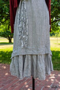 Limited Edition Blanchefleur Frock in Black and White Petite Stripe Linen; Cilla Slip Frock in Peony Soft Ribbed Knit; Bertie Jacket in Rose Garden and Black Soft Ribbed Knit; Porte Cochere Sash in Black and White Seashell Voile; Idyll Brooch in Rose Garden Silk Weaves. Ivey Abitz at Boscobel House and Gardens