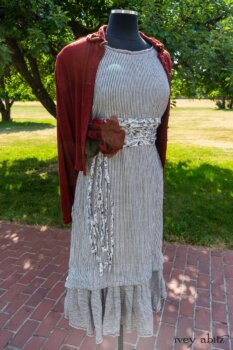 Limited Edition Blanchefleur Frock in Black and White Petite Stripe Linen; Cilla Slip Frock in Peony Soft Ribbed Knit; Bertie Jacket in Rose Garden and Black Soft Ribbed Knit; Porte Cochere Sash in Black and White Seashell Voile; Idyll Brooch in Rose Garden Silk Weaves. Ivey Abitz at Boscobel House and Gardens