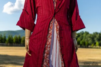 Grasmere Duster Coat in Rose Garden Ethereal Stripe Gauze; Blanchefleur Sash in Sunnyside Floral Silk Chiffon; Grasmere Frock in Sunnyside Embroidered Stripe; Cilla Slip Frock in Peony Soft Ribbed Knit. Ivey Abitz at Boscobel House and Gardens
