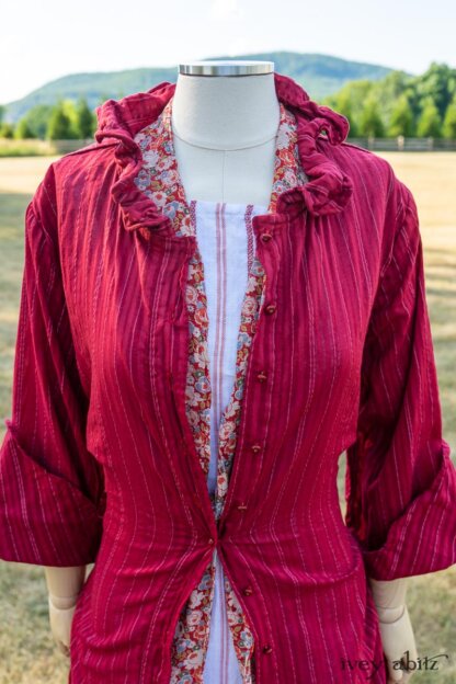 Grasmere Duster Coat in Rose Garden Ethereal Stripe Gauze; Blanchefleur Sash in Sunnyside Floral Silk Chiffon; Grasmere Frock in Sunnyside Embroidered Stripe; Cilla Slip Frock in Peony Soft Ribbed Knit. Ivey Abitz at Boscobel House and Gardens