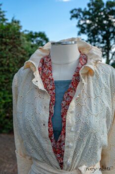 Grasmere Shirt in Cordelia Cream Floral Eyelet; Blanchefleur Sash in Sunnyside Floral Silk Chiffon; Thatched Frock in Seaside Washed Linen; Cilla Slip Frock in Peony Soft Ribbed Knit. Ivey Abitz at Boscobel House and Gardens