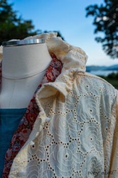 Grasmere Shirt in Cordelia Cream Floral Eyelet; Blanchefleur Sash in Sunnyside Floral Silk Chiffon; Thatched Frock in Seaside Washed Linen; Cilla Slip Frock in Peony Soft Ribbed Knit. Ivey Abitz at Boscobel House and Gardens