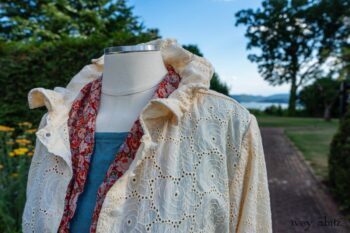 Grasmere Shirt in Cordelia Cream Floral Eyelet; Blanchefleur Sash in Sunnyside Floral Silk Chiffon; Thatched Frock in Seaside Washed Linen; Cilla Slip Frock in Peony Soft Ribbed Knit. Ivey Abitz at Boscobel House and Gardens