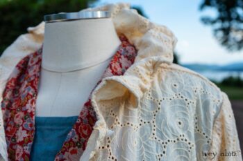 Grasmere Shirt in Cordelia Cream Floral Eyelet; Blanchefleur Sash in Sunnyside Floral Silk Chiffon; Thatched Frock in Seaside Washed Linen; Cilla Slip Frock in Peony Soft Ribbed Knit. Ivey Abitz at Boscobel House and Gardens