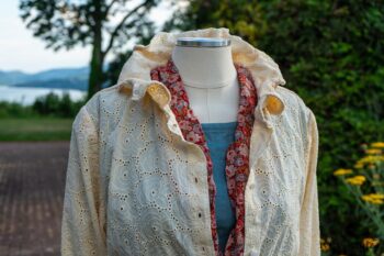 Grasmere Shirt in Cordelia Cream Floral Eyelet; Blanchefleur Sash in Sunnyside Floral Silk Chiffon; Thatched Frock in Seaside Washed Linen; Cilla Slip Frock in Peony Soft Ribbed Knit. Ivey Abitz at Boscobel House and Gardens