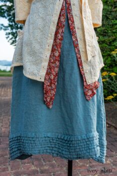 Grasmere Shirt in Cordelia Cream Floral Eyelet; Blanchefleur Sash in Sunnyside Floral Silk Chiffon; Thatched Frock in Seaside Washed Linen; Cilla Slip Frock in Peony Soft Ribbed Knit. Ivey Abitz at Boscobel House and Gardens
