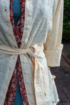 Grasmere Shirt in Cordelia Cream Floral Eyelet; Blanchefleur Sash in Sunnyside Floral Silk Chiffon; Thatched Frock in Seaside Washed Linen; Cilla Slip Frock in Peony Soft Ribbed Knit. Ivey Abitz at Boscobel House and Gardens