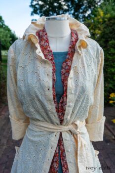 Grasmere Shirt in Cordelia Cream Floral Eyelet; Blanchefleur Sash in Sunnyside Floral Silk Chiffon; Thatched Frock in Seaside Washed Linen; Cilla Slip Frock in Peony Soft Ribbed Knit. Ivey Abitz at Boscobel House and Gardens