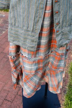 Hudson Duster Coat in Herb Garden Petite Stripe Linen; Hudson Frock in Sunny Seaside Plaid Linen; Cilla Slip Frock in Herb Garden Soft Ribbed Knit. Ivey Abitz at Boscobel House and Gardens