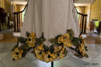 Limited Edition Idyll Frock in Banister Pinstripe Stretch Weave and Mix of Yellow Days Silks and Linens; Addy Jacket in Signature Black Lightweight Linen Knit. Ivey Abitz at Boscobel House and Gardens