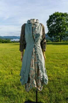 Scattergood Vest in Seaside Puckered Washed Stripe; Scattergood Frock in Seaside Floral Linen; Chevallier Cardigan in Herb Garden Soft Ribbed Knit. Ivey Abitz at Boscobel House and Gardens