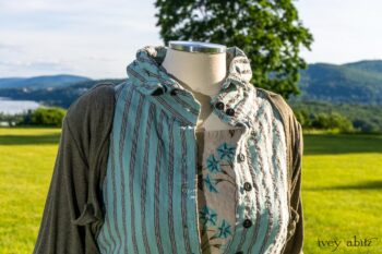 Scattergood Vest in Seaside Puckered Washed Stripe; Scattergood Frock in Seaside Floral Linen; Chevallier Cardigan in Herb Garden Soft Ribbed Knit. Ivey Abitz at Boscobel House and Gardens