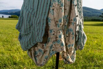 Scattergood Vest in Seaside Puckered Washed Stripe; Scattergood Frock in Seaside Floral Linen; Chevallier Cardigan in Herb Garden Soft Ribbed Knit. Ivey Abitz at Boscobel House and Gardens