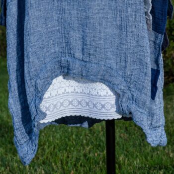Chittister Shirt Jacket in Hudson Blue Washed Crinkled Linen; Fairholme Sash in Hudson Blue Plaid Crinkled Linen; Chittister Frock in Buoy Blue Washed Crinkled Linen; Limited Edition Cilla Slip Frock in Shipsail Embroidered Voile. Ivey Abitz at Boscobel House and Gardens