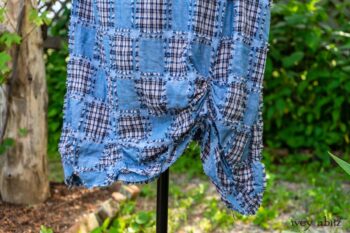 Au Sable Jacket in Hudson Blue Washed Crinkled Linen; Au Sable Frock in Hudson Blue Patch Plaid Voile; Cilla Slip Frock in Hudson Blue Soft Ribbed Knit. Ivey Abitz at Boscobel House and Gardens
