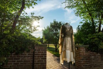 Montmorency Wrap Jacket in Sandy Embroidered Silk Organza; Wrennie Frock in Watercolour Silk Weave; Fairholme Frock in Peony Washed Plaid Silk; Cilla Slip Frock in Peony Soft Ribbed Knit. Ivey Abitz at Boscobel House and Gardens