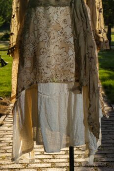 Montmorency Wrap Jacket in Sandy Embroidered Silk Organza; Wrennie Frock in Watercolour Silk Weave; Fairholme Frock in Peony Washed Plaid Silk; Cilla Slip Frock in Peony Soft Ribbed Knit. Ivey Abitz at Boscobel House and Gardens