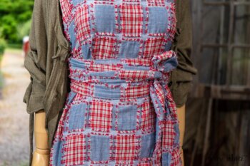 Covante Frock in Rose Garden Patch Plaid Voile; Fairholme Sash in Rose Garden Plaid Patch Voile; Chevallier Cardigan in Herb Garden Soft Ribbed Knit. Ivey Abitz at Boscobel House and Gardens